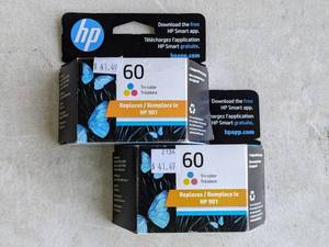 lot 203 image: Lot of 2 - HP 60 Tri-Color Ink Cartridges - NEW