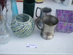lot 32 image: vases, 2 handled silver cups