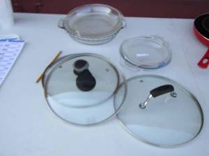 lot 93 image: pie plates and pot lids