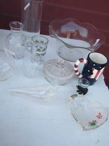 lot 111 image: vase, drinking glasses, covered crystal dish and more