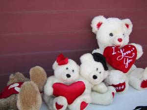 lot 120 image: stuffed bear animal lot, blue Christmas ornaments