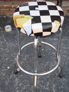 lot 144 image: checker bar stool seat needs repaired