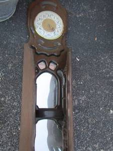 lot 3 image: KOA WOOD WALL CLOCK   MADE IN HAWAII - APPROX  18 W X 3.5 FT  SIDES FOLD   $$$