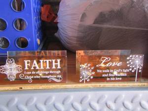 lot 305 image: faith and love votive candle holders qty 2