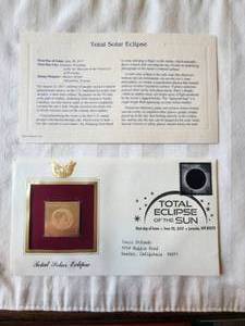 lot 29 image: First Day Issue stamp - 2017 Total Eclipse of the Sun - 22kt replica