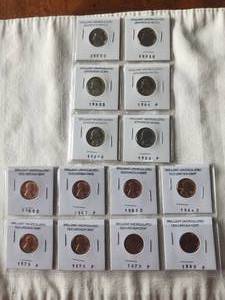 lot 147 image: Selection of brilliant uncirculated coins - Lincoln cents and Jefferson Nickels