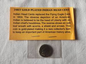 lot 163 image: 24kt gold plated Indian head cent