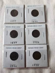 lot 177 image: Selection of Indian Head One Cent pieces - 1897, 1898, 1899, 1900, 1904, 1905