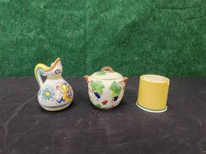 lot 52 image: Italian Kitchen decor - oil jar sugar bowl, pencil holder