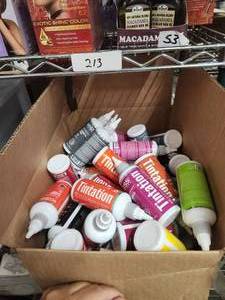 lot 218 image: Selection of bottles of hair coloring dyes