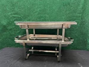 lot 328 image: 2 warmer-chaffing stainless steel pans and stands