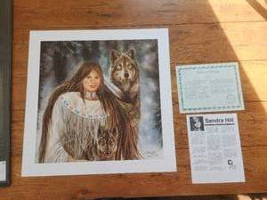 lot 109 image: Ready for your frame - Ani-Waya (Wolf People) - limited Edition Print - Artist Sandra Hill - signed and numbered -79 of 650 - (V)