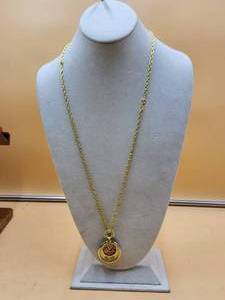 lot 148 image: Vintage Cherubs gold toned pendant watch and necklace.