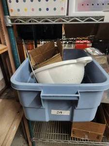 lot 241 image: Blue tote full of kitchen utensils