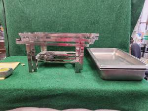 lot 145 image: Selection of 3 chaffing pans with stands