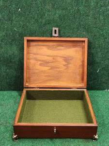 lot 221 image: Wood felt line box with cat face legs