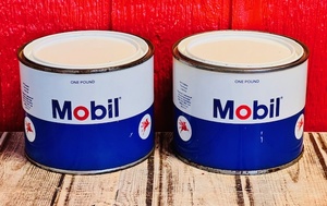 lot 12 image: Two (2) Full One Pound Vintage Mobile Grease Cans