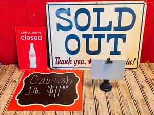 lot 40 image: Four Assorted Restaurant Signs - Including Coca-Cold Yes, Were OpenSorry, Were Closed Window Hanging Sign