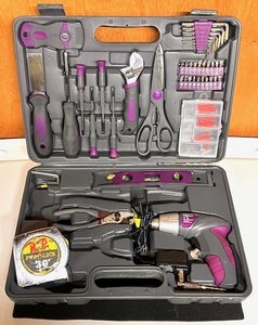 lot 106 image: Hyper Tough Tool Kit with Cordless Screwdriver &amp Stanley Powerlock 30 Tape Measure