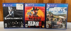 lot 28 image: Three (3) PlayStation 4 Games - Including Red Dead Redemption II, Farcry 5, &amp Mortal Kombat 5
