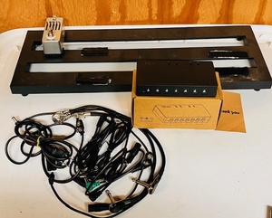 lot 33 image: Foot Pedal Mounting Rack W LEF-317B Bass EQ Pedal 5 Band Equalizer Pedals For Bass Guitar, Guitar Pedal Power Supply 7 DC Output for 9V Effect Pedal Board, &amp Needed Cords -&nbspALSO Includes Travel Case
