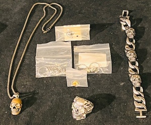 lot 45 image: Skull Jewelry - Including Large Selection of Skull Body Piercing Rings