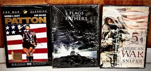 lot 246 image: Three (3) New in the Plastic DVDs - Including Patton &amp Flags of Our Fathers