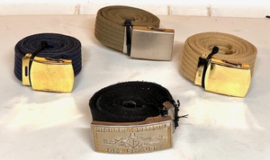 lot 79 image: Four (4) Military Belts &amp Buckles