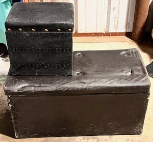 lot 163 image: Small Alligator Skin &amp Large Cushioned Lidded Storage Boxes