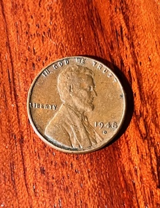 lot 139 image: 1948 D Wheat Penny W Rim Rolled L &amp Double Die Strike on Year