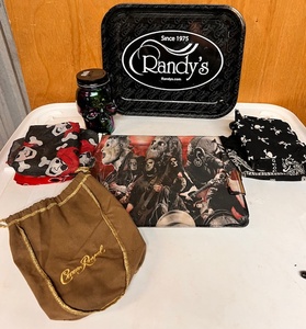 lot 192 image: Randys Papers Tray, Handkerchiefs, Slipknot Mouse Pad, Plus More