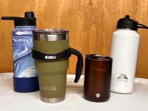 lot 193 image: Four (4) Insulated BottlesCups - Including Starbucks, Bearclaw, Ozark Trail, &amp Hydraflow