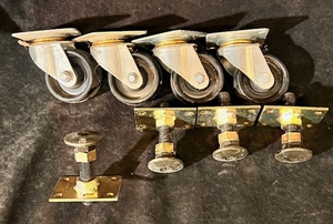 lot 220 image: Four (4) Casters w 3 Wheels &amp Four (4) Cart Brakes