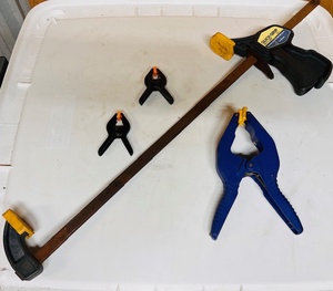 lot 278 image: Four (4) Assorted Clamps - Including Quick-Grip Bar Clamp