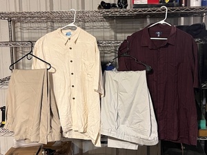 lot 287 image: Jos. A. Bank - Leadbetter Golf &amp Roundtree &amp Yorke TotalFlex 44 x 30 Dress Slacks W Size 2x Pineapple Moon 100% Silk Shirt &amp 3x George Dress Shirt