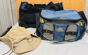 lot 298 image: Swiss Tech Performance Gear Khaki Hat L-XL , Okeechobee Fats Soft-Sided Fishing Tackle, &amp Athletex Outdoors Bag