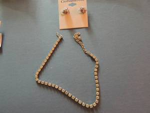 lot 515 image: Rhinestone necklace and Craft and Borrow beaded earrings