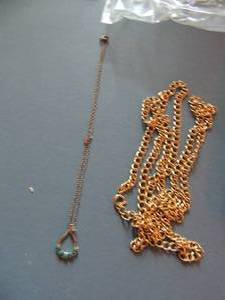 lot 552 image: Large gold chain and necklace with turquois