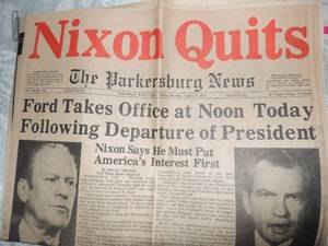 lot 573 image: THE PARKERBURY NEWS  - 891974  NIXON QUITS - FORD TAKES OFFICE