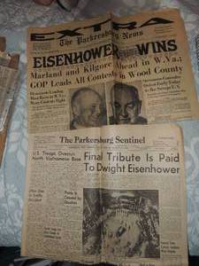 lot 574 image: THE PARKERBURY NEWS - 33169 - FINAL TRIBUTETO EISENHOWER &  EXTRA - NOV. 5, 1952  EISENHOWER WINS
