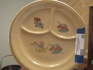 lot 28 image: VINTAGE  McNicol Roloc #107 China dishes - CHIPPY  CHILDS DIVIDED PLATE & BOWL #77   W ARTICLE