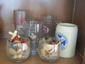 lot 60 image: handled beer mugs, white mug, 2 dcor cups