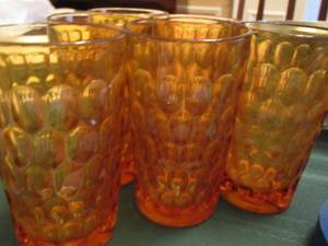 lot 13 image: FOSTORIA Orange glass  drinking glasses qty 6