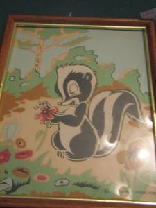 lot 79 image: Walt Disney PRODUCTIONS  Framed skunk  ( YOU CAN CALL ME FLOWER)  Art 1940S