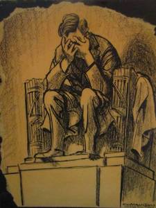 lot 8 image:  WEEPING LINCOLN - 1963  JFK  1963 MAULDIN  Chicago- Times- CARTOON WAS MOUNTED ON BOARD 11x9