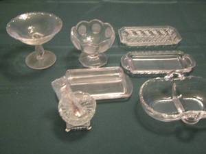 lot 82 image: butter dishes, handled divided bowl, short stem cups