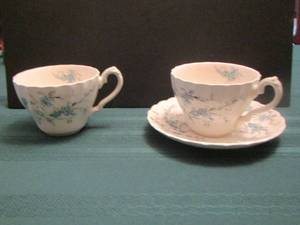 lot 11 image: Myott FINE CHINA Staffordshire Ware Forget me Not England Fine China  - Cups and saucers qty 14 per. Equals 28 pieces #m970.pu  TIMES  THE MONEY