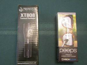 lot 106 image: xt808 tactical flashlight, peeps carbon lens cleaner