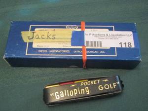 lot 118 image: pocket galloping golf, jacks game
