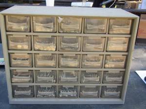 lot 179 image: screw, nail organizer with various screws and bolts
